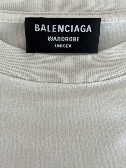 Balenciaga Light Grey Campaign Embroidered Logo T-Shirt