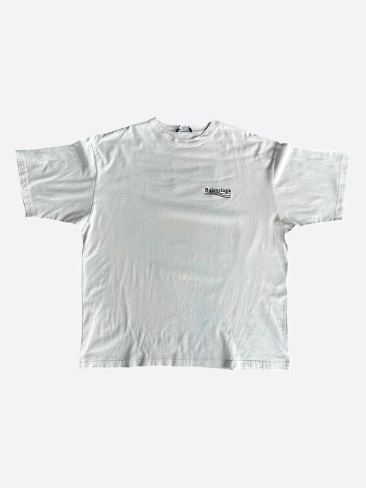 Balenciaga Light Grey Campaign Embroidered Logo T-Shirt