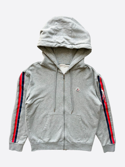 Moncler Grey Striped Zip Up Hoodie