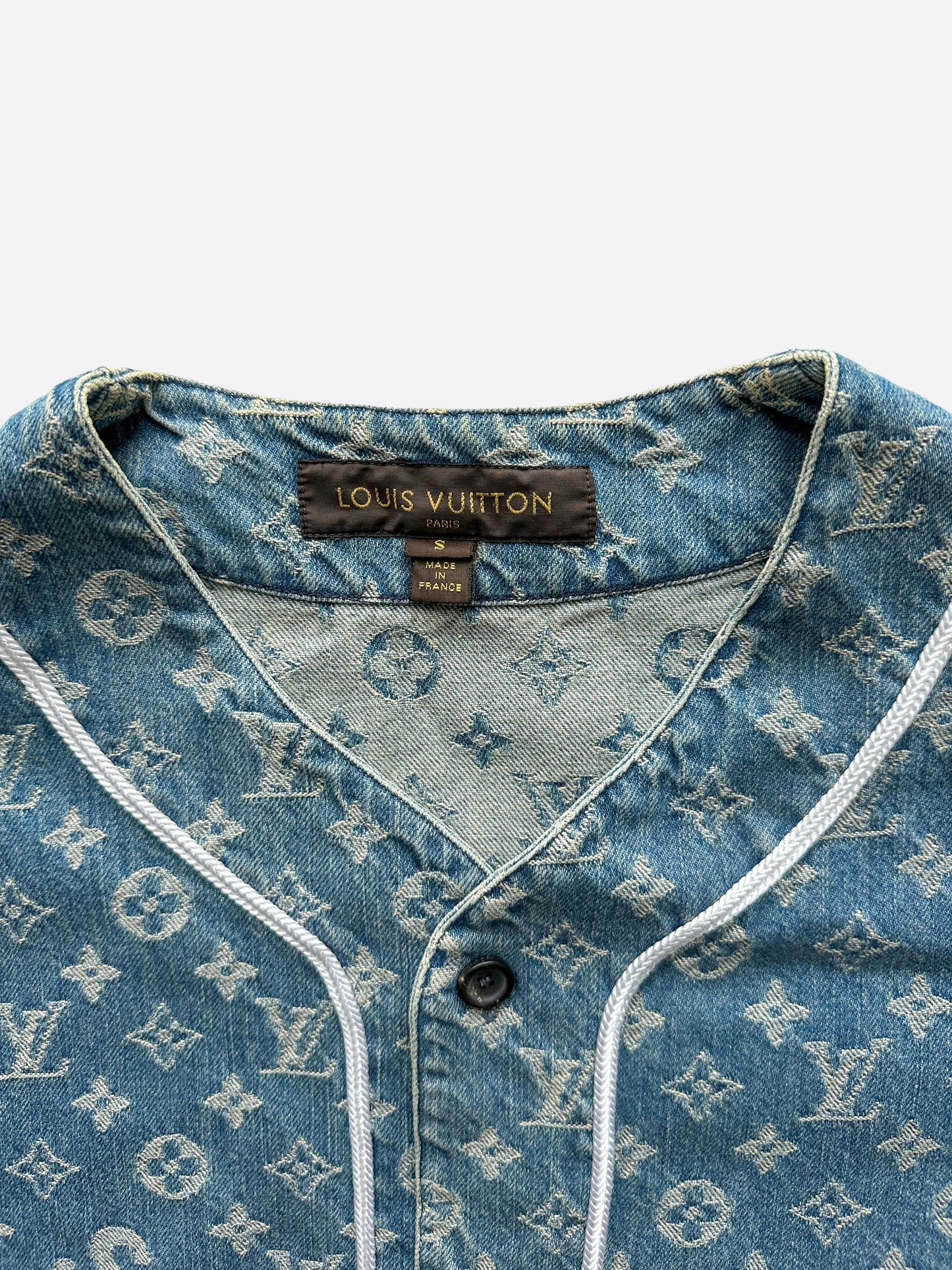 Supreme x Louis Vuitton All Over Monogram Denim Baseball Jersey