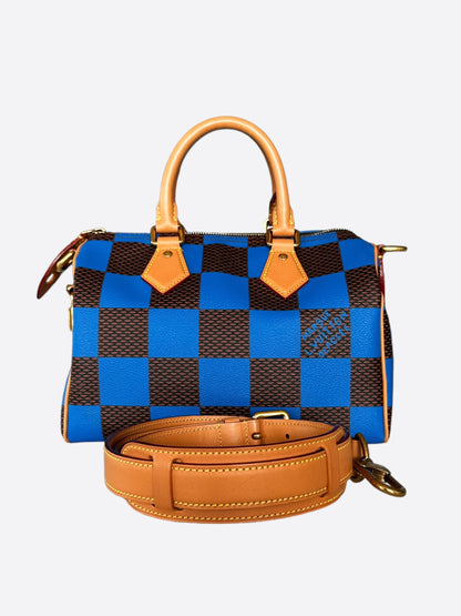 Louis Vuitton Blue & Brown Damier Speedy 25