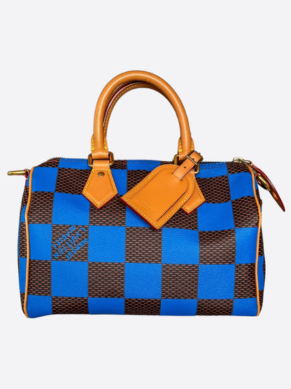 Louis Vuitton Blue & Brown Damier Speedy 25