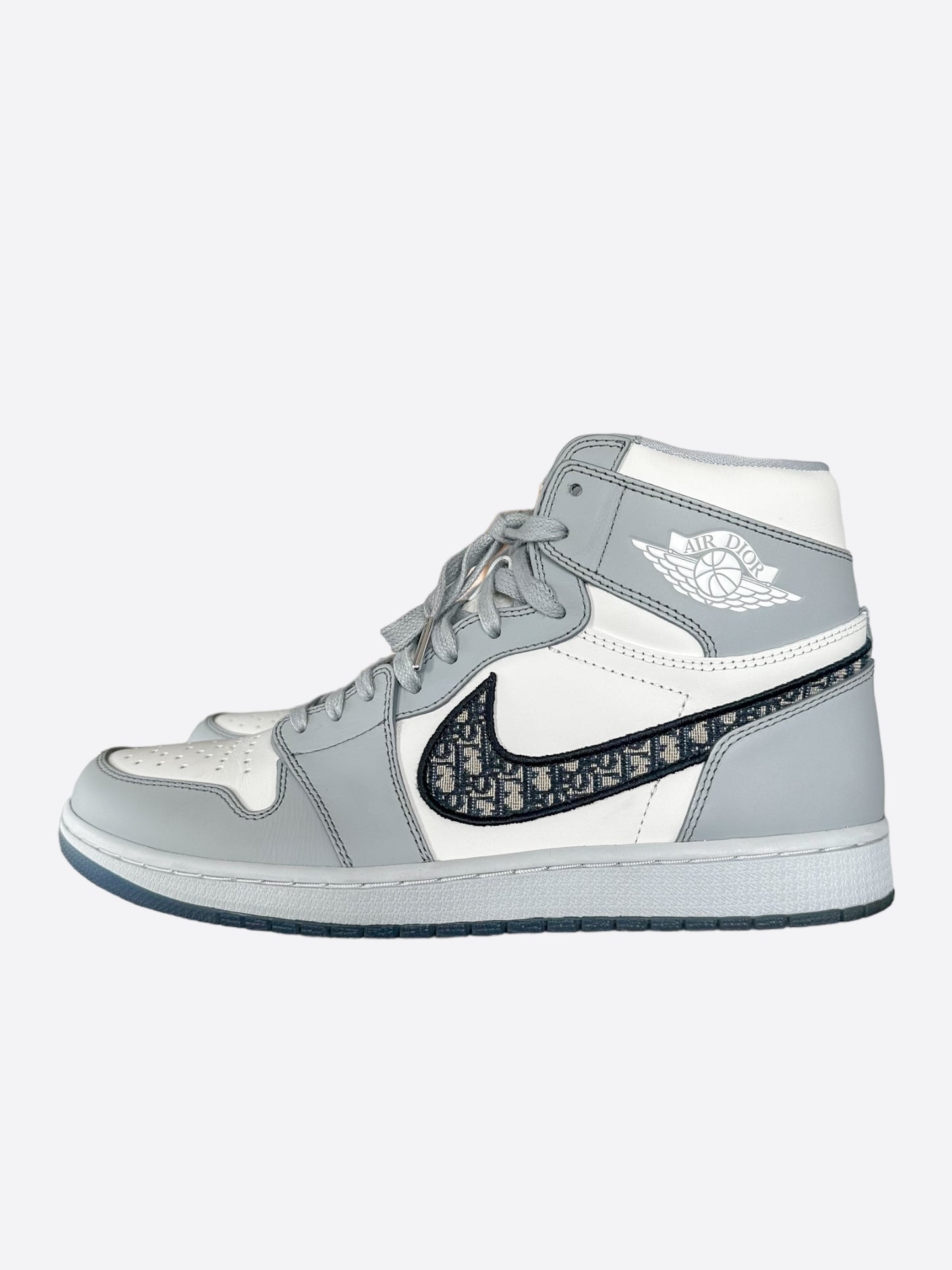 Dior Air Jordan Grey & White Oblique High Top Sneakers