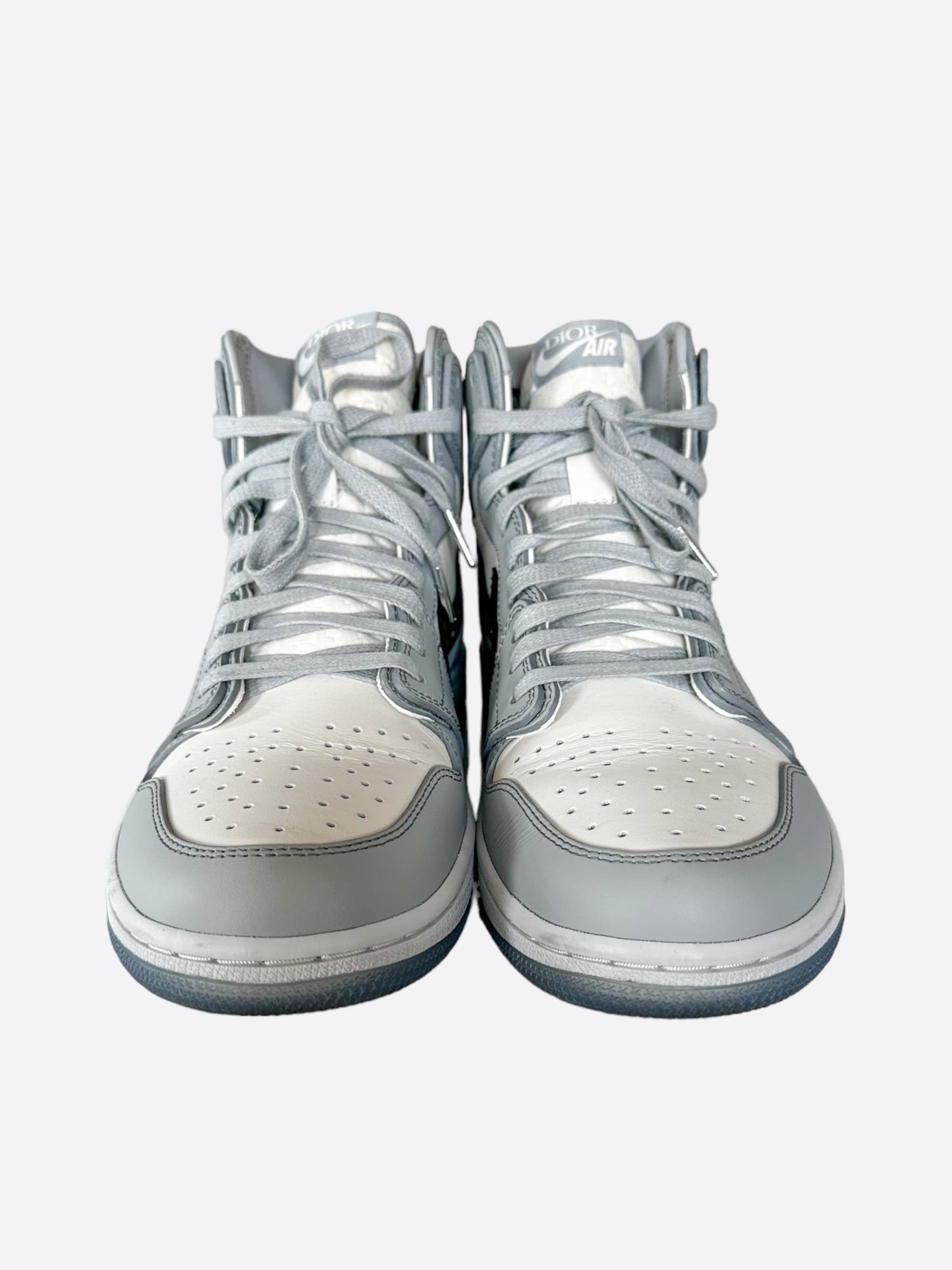 Dior Air Jordan Grey & White Oblique High Top Sneakers