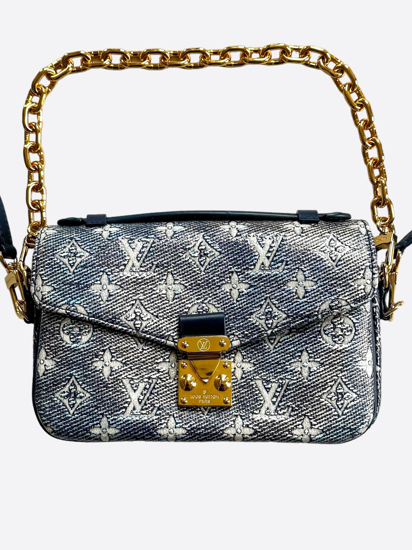 Louis Vuitton Blue & White Monogram Pochette Metis East West