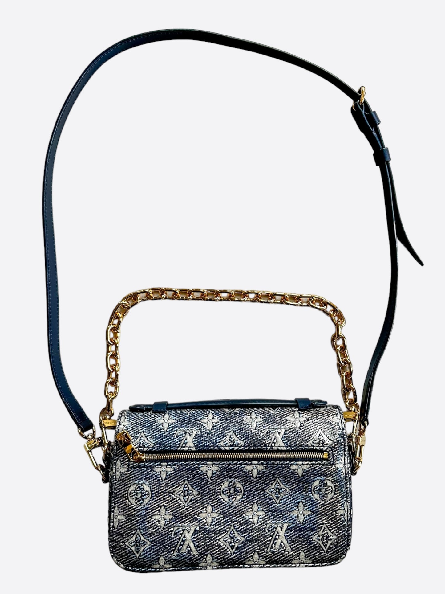 Louis Vuitton Blue & White Monogram Pochette Metis East West