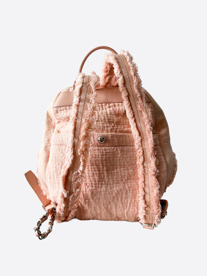 Chanel Pink Cotton Fringe Backpack