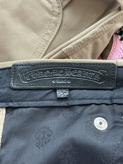 Chrome Hearts Tan, Pink & Checkered Cross Patch Carpenter Pants