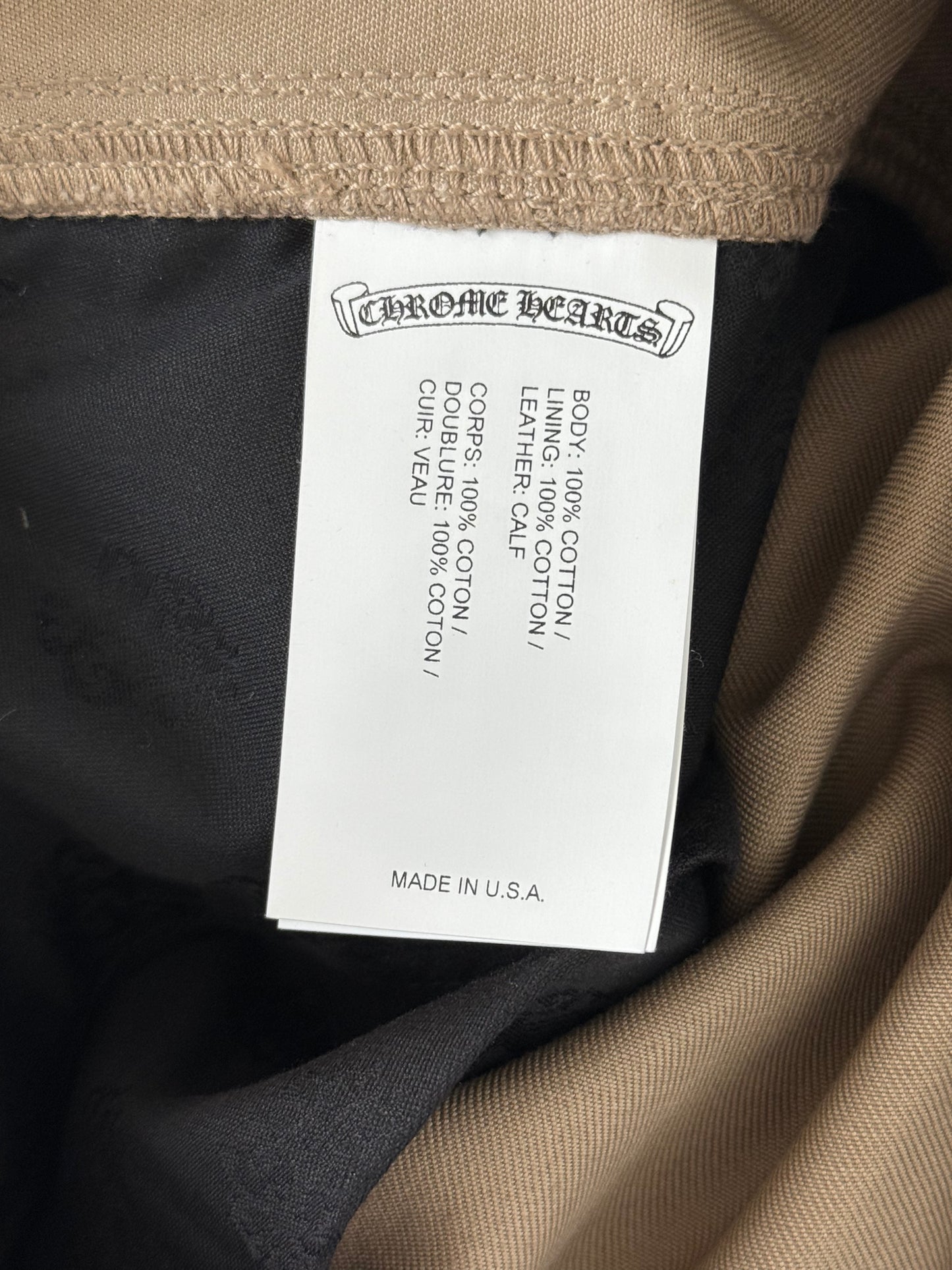 Chrome Hearts Tan, Pink & Checkered Cross Patch Carpenter Pants