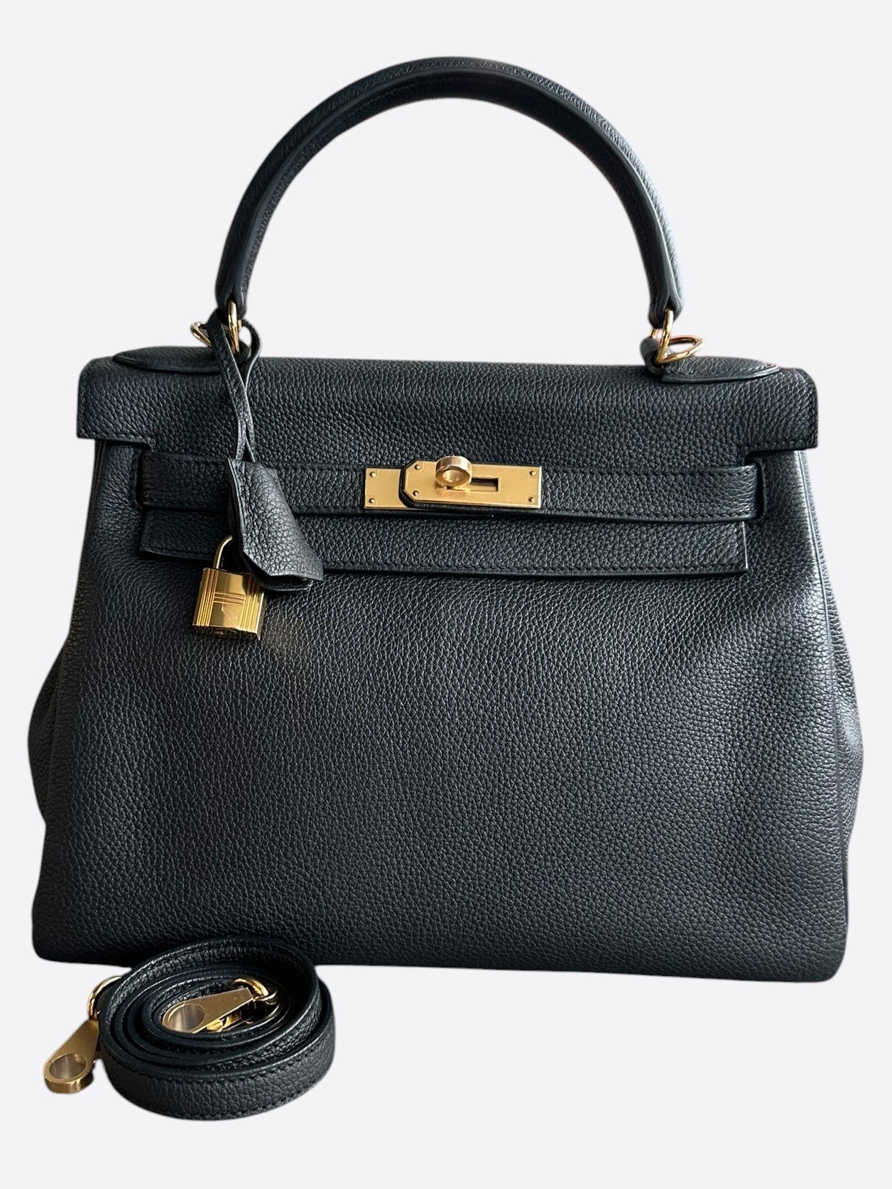 Hermes Black Togo & Gold Hardware Kelly 28