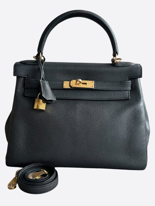 Hermes Black Togo & Gold Hardware Kelly 28