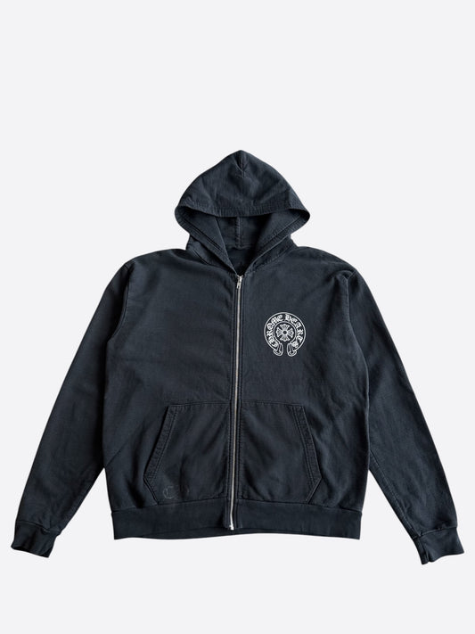 Chrome Hearts Black & White Los Angeles Horseshoe Logo Zip Up Hoodie
