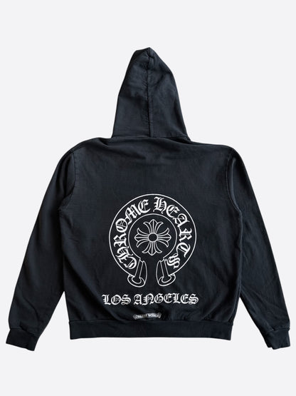 Chrome Hearts Black & White Los Angeles Horseshoe Logo Zip Up Hoodie