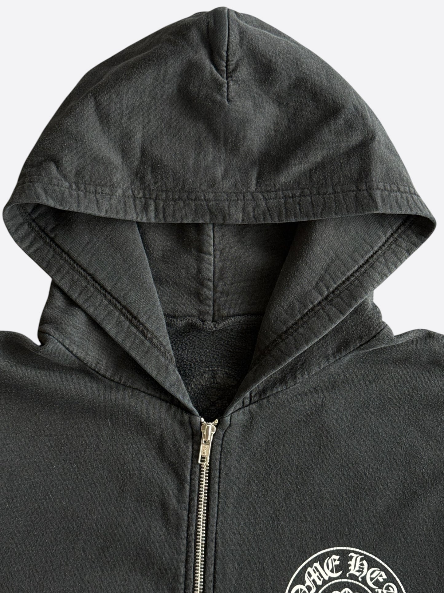 Chrome Hearts Black & White Los Angeles Horseshoe Logo Zip Up Hoodie