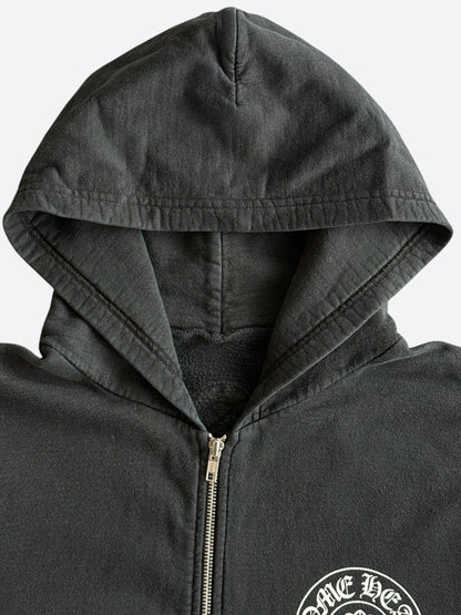 Chrome Hearts Black & White Los Angeles Horseshoe Logo Zip Up Hoodie