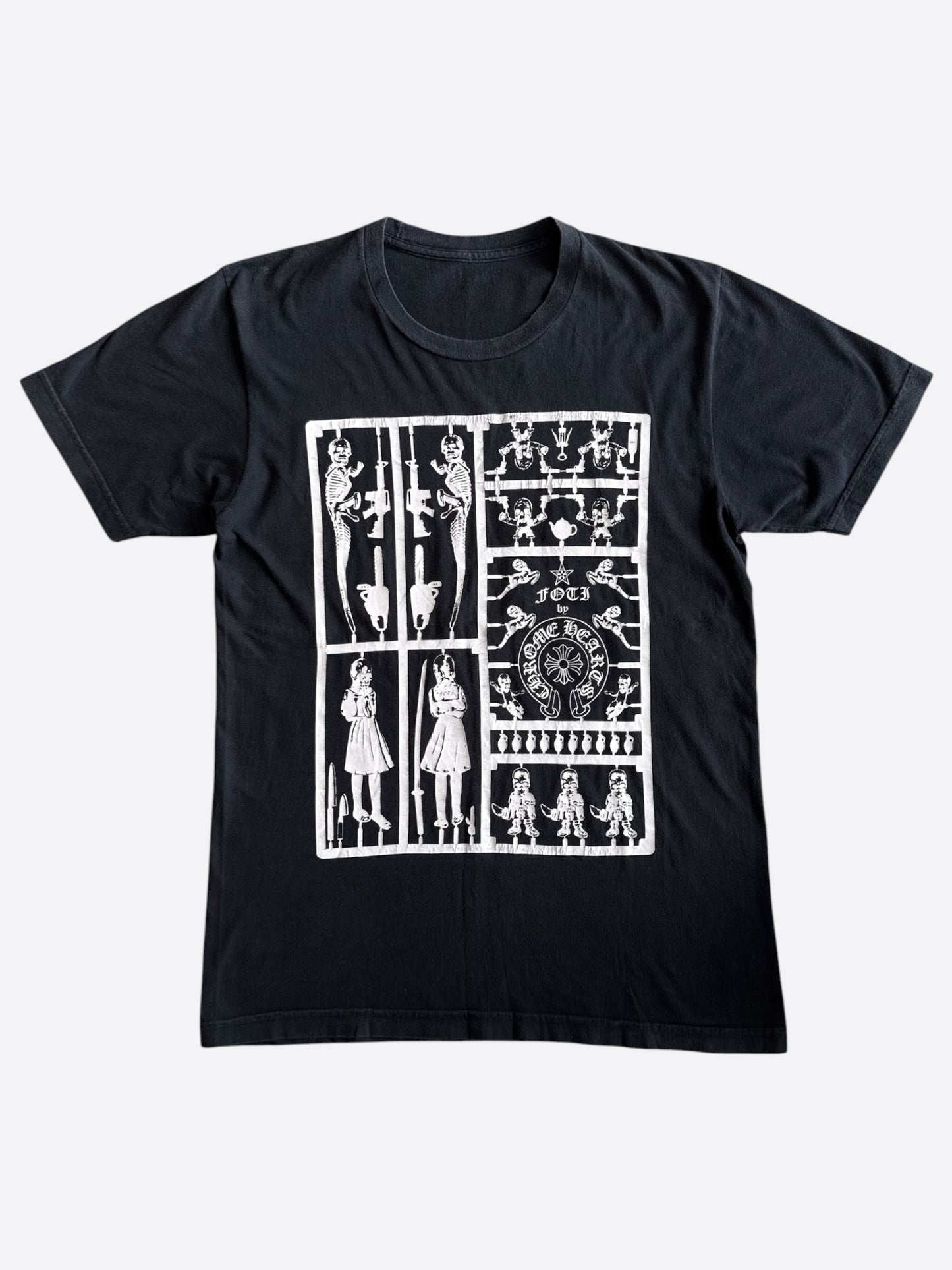 Chrome Hearts Black & White Foti Skulls Graphic T-Shirt