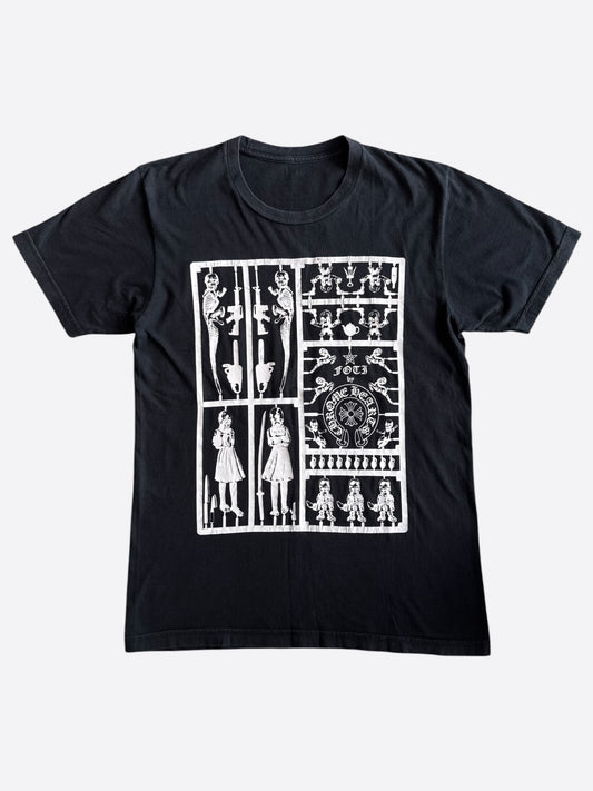 Chrome Hearts Black & White Foti Skulls Graphic T-Shirt