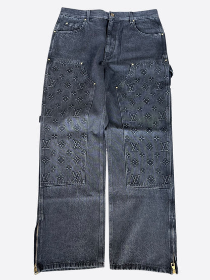 Louis Vuitton Washed Black Monogram Carpenter Pants