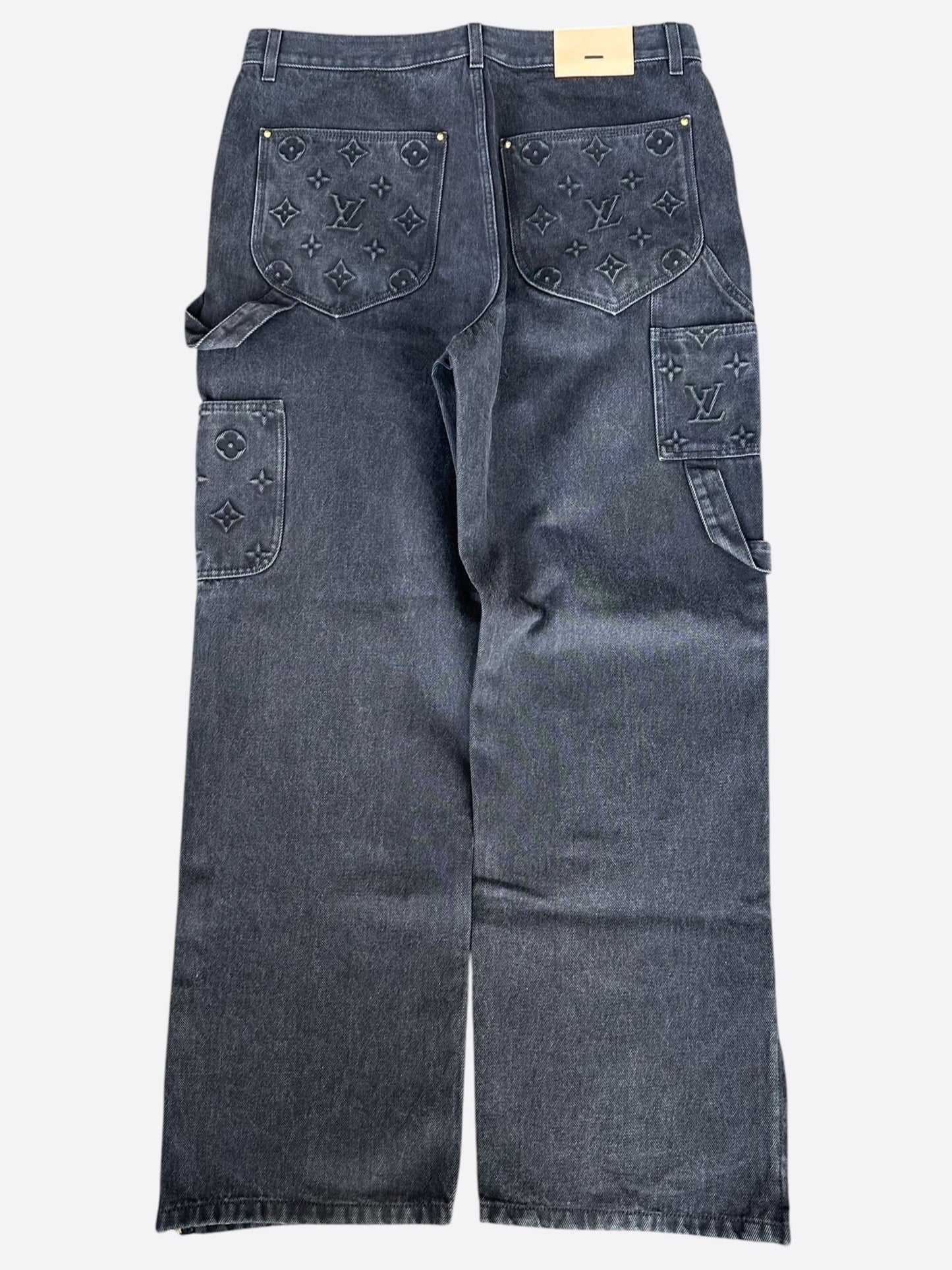 Louis Vuitton Washed Black Monogram Carpenter Pants