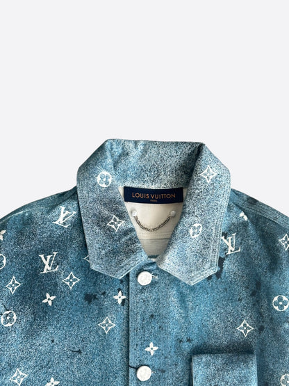 Louis Vuitton Blue & White Gradient Snowfall Monogram Denim Jacket