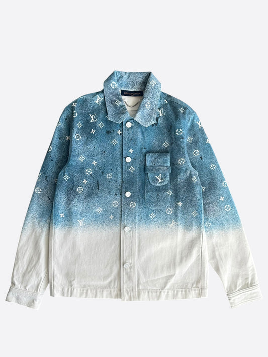 Louis Vuitton Blue & White Gradient Snowfall Monogram Denim Jacket