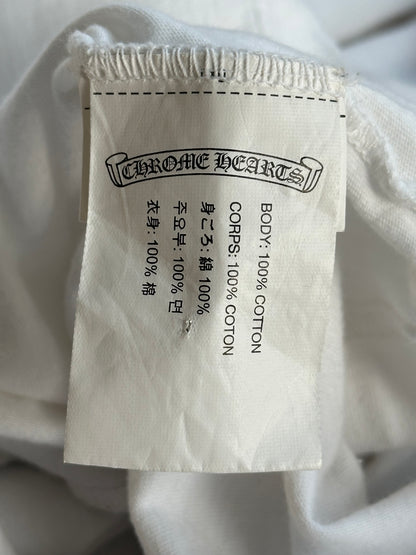 Chrome Hearts White & Orange Striped Dagger Logo T-Shirt