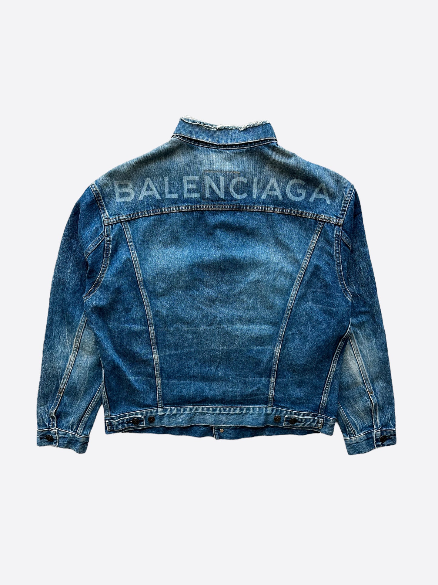 Balenciaga Blue Back Distressed Denim Jacket – Savonches