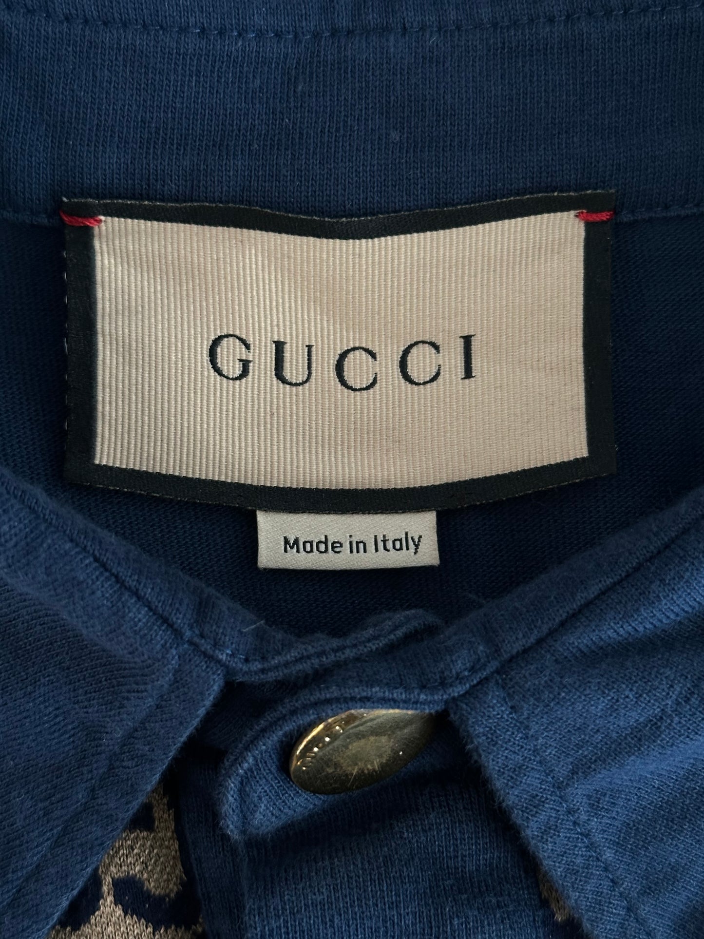 Gucci Navy & Tan GG Monogram Polo Shirt