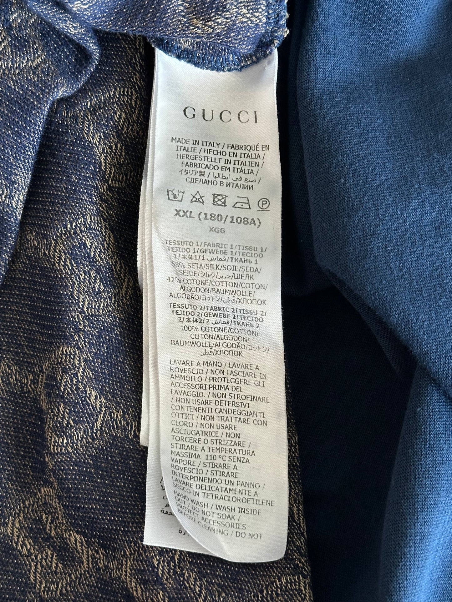 Gucci Navy & Tan GG Monogram Polo Shirt