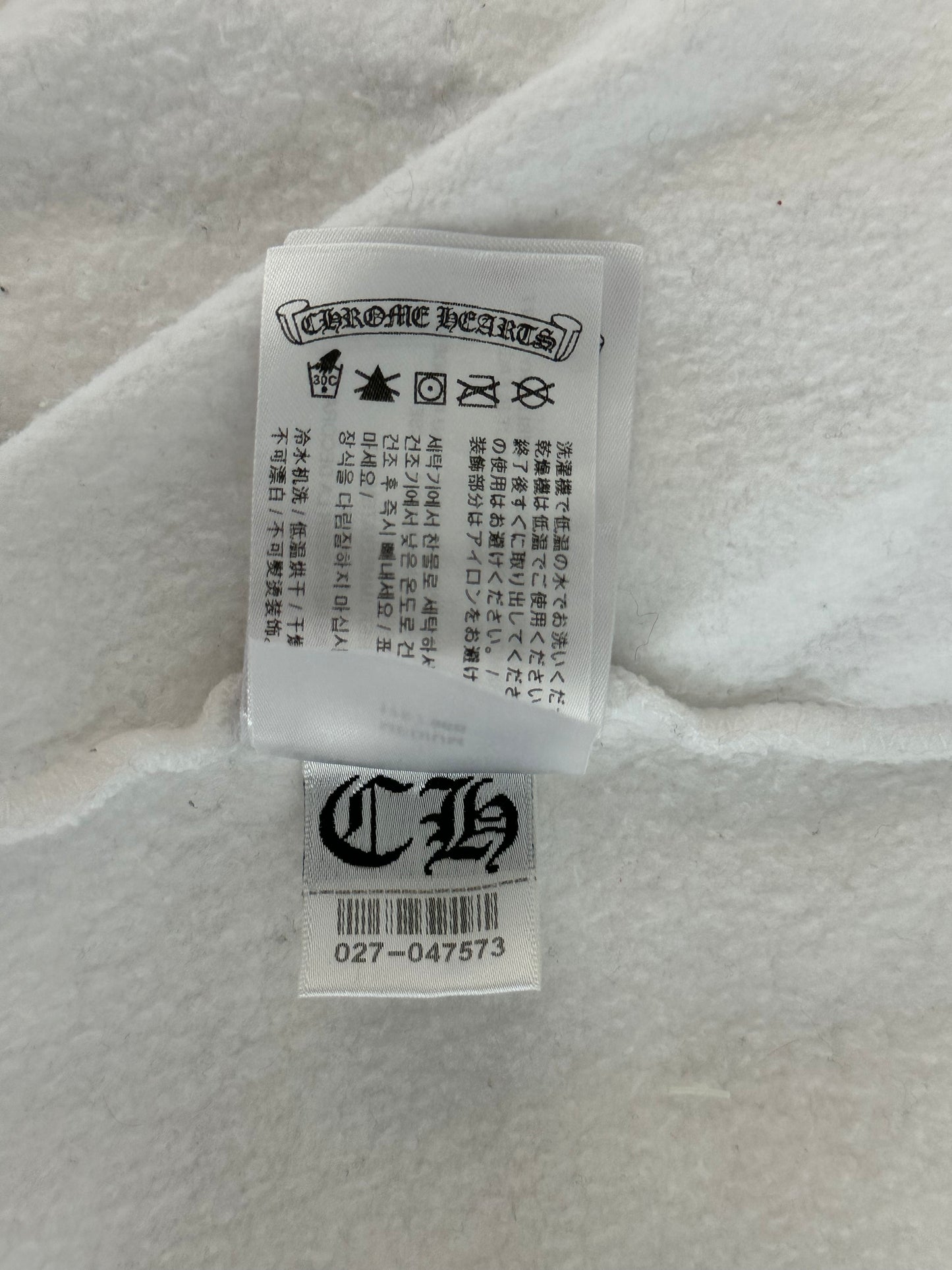 Chrome Hearts White Glow In The Dark Horseshoe Logo Zip Up Hoodie