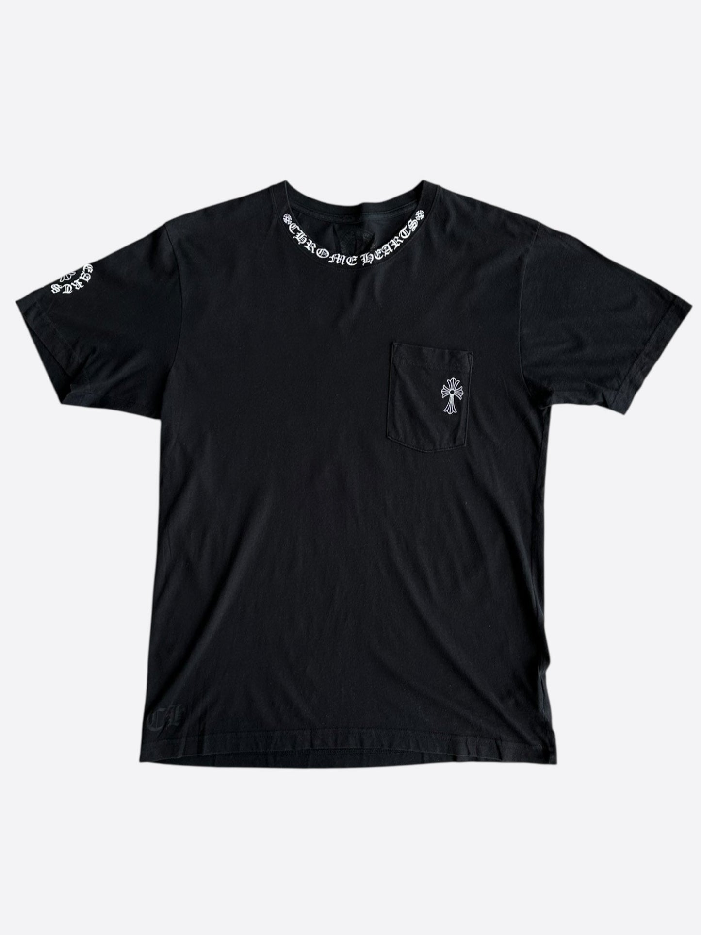 Chrome Hearts Black & White Neck Logo T-Shirt
