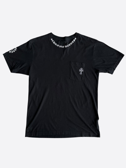 Chrome Hearts Black & White Neck Logo T-Shirt