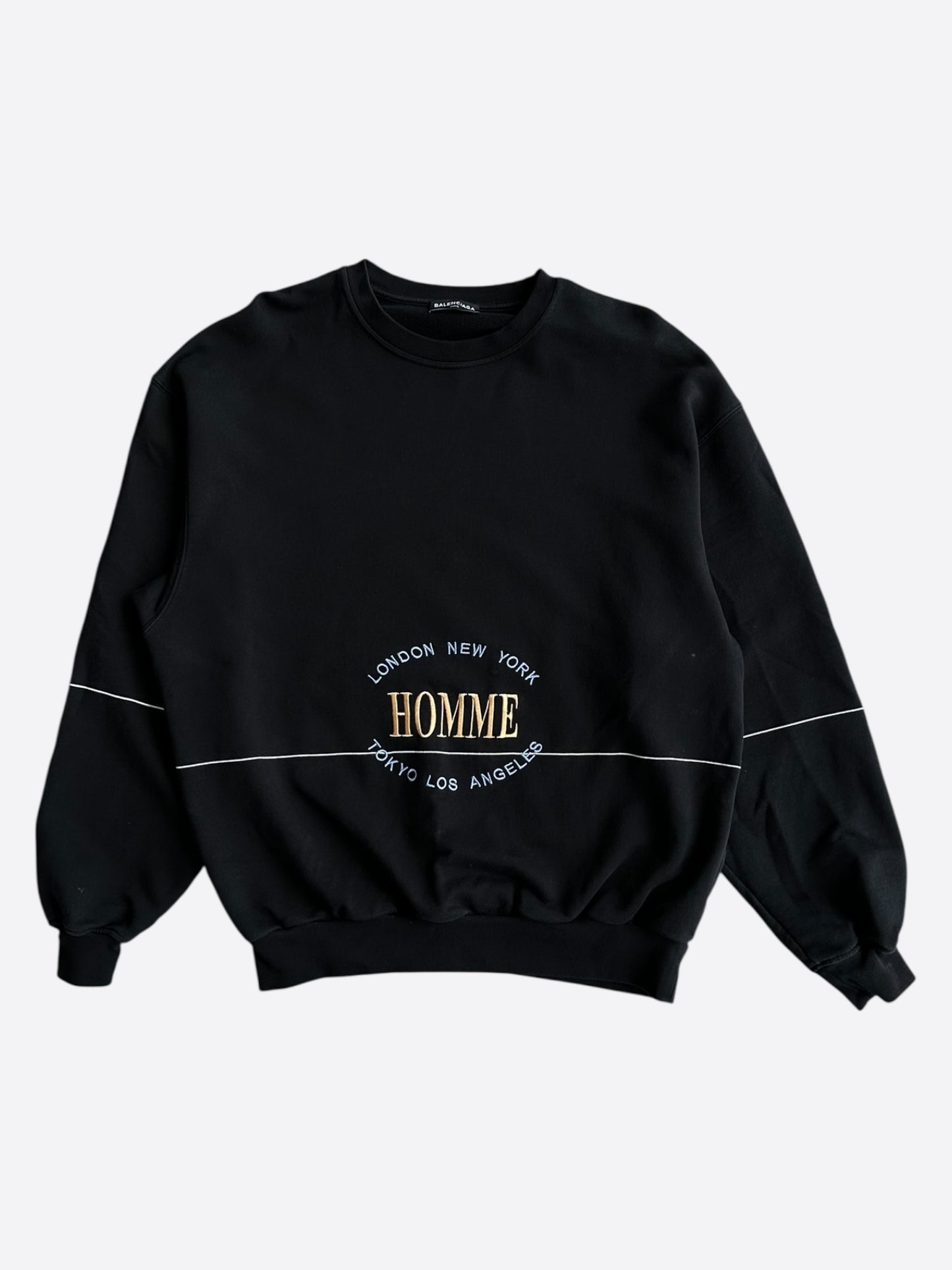 Balenciaga Black & Yellow Homme Embroidered Logo Sweater