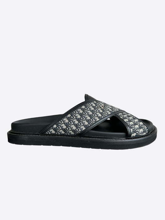 Dior Beige & Black Oblique Aqua Sandals
