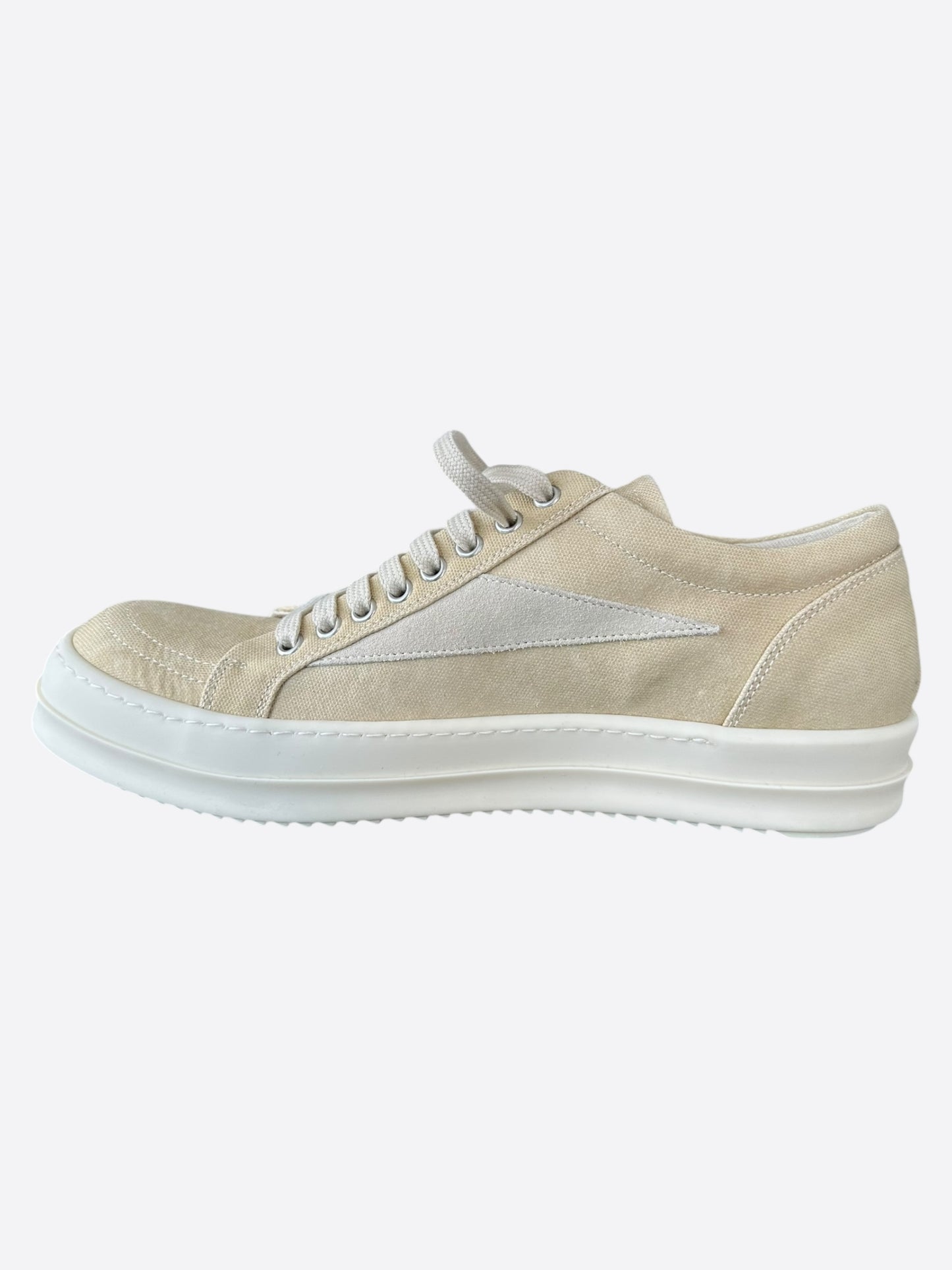 Rick Owens Beige & White Vintage Low Top Sneakers