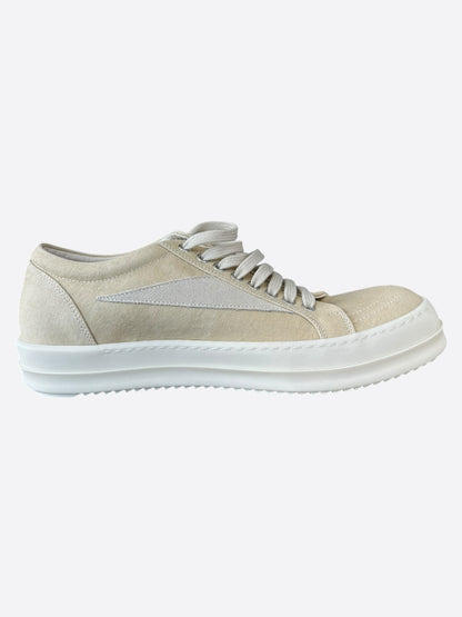 Rick Owens Beige & White Vintage Low Top Sneakers