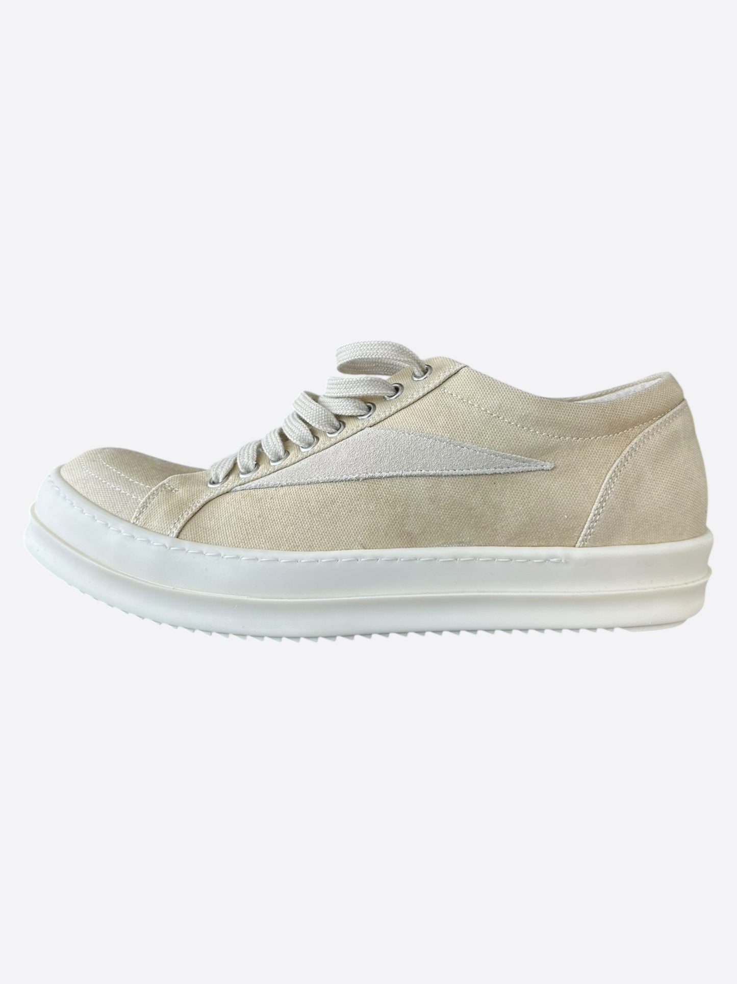 Rick Owens Beige & White Vintage Low Top Sneakers