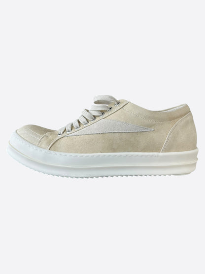 Rick Owens Beige & White Vintage Low Top Sneakers