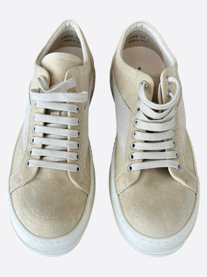 Rick Owens Beige & White Vintage Low Top Sneakers