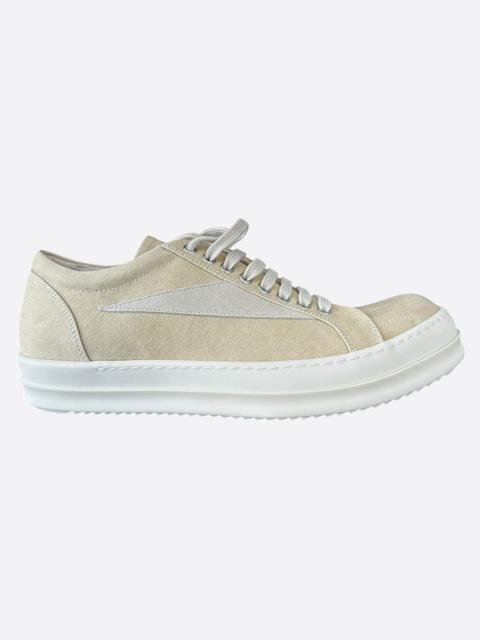Rick Owens Beige & White Vintage Low Top Sneakers