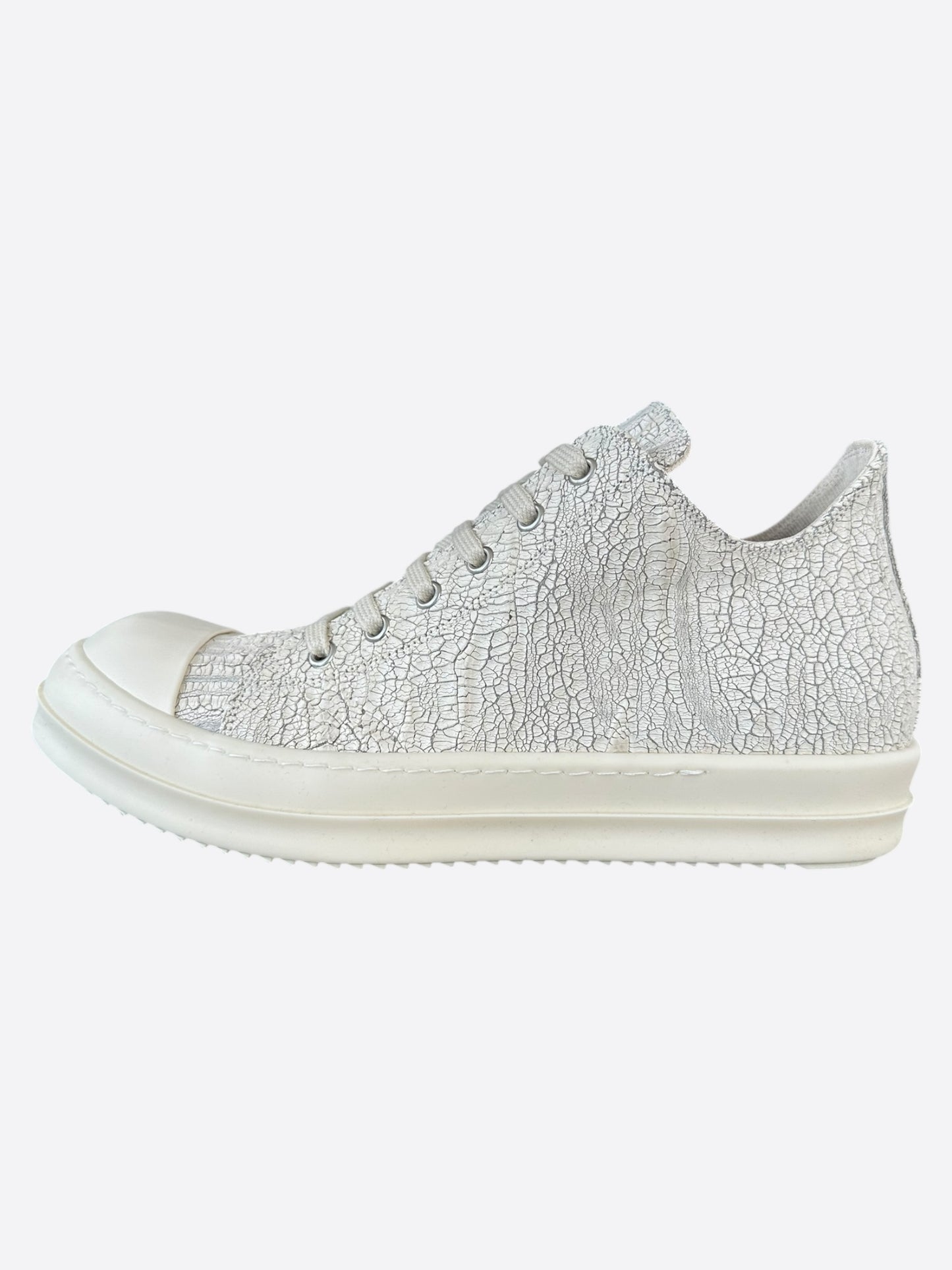 Rick Owens Cracked Milk Low Top Sneakers
