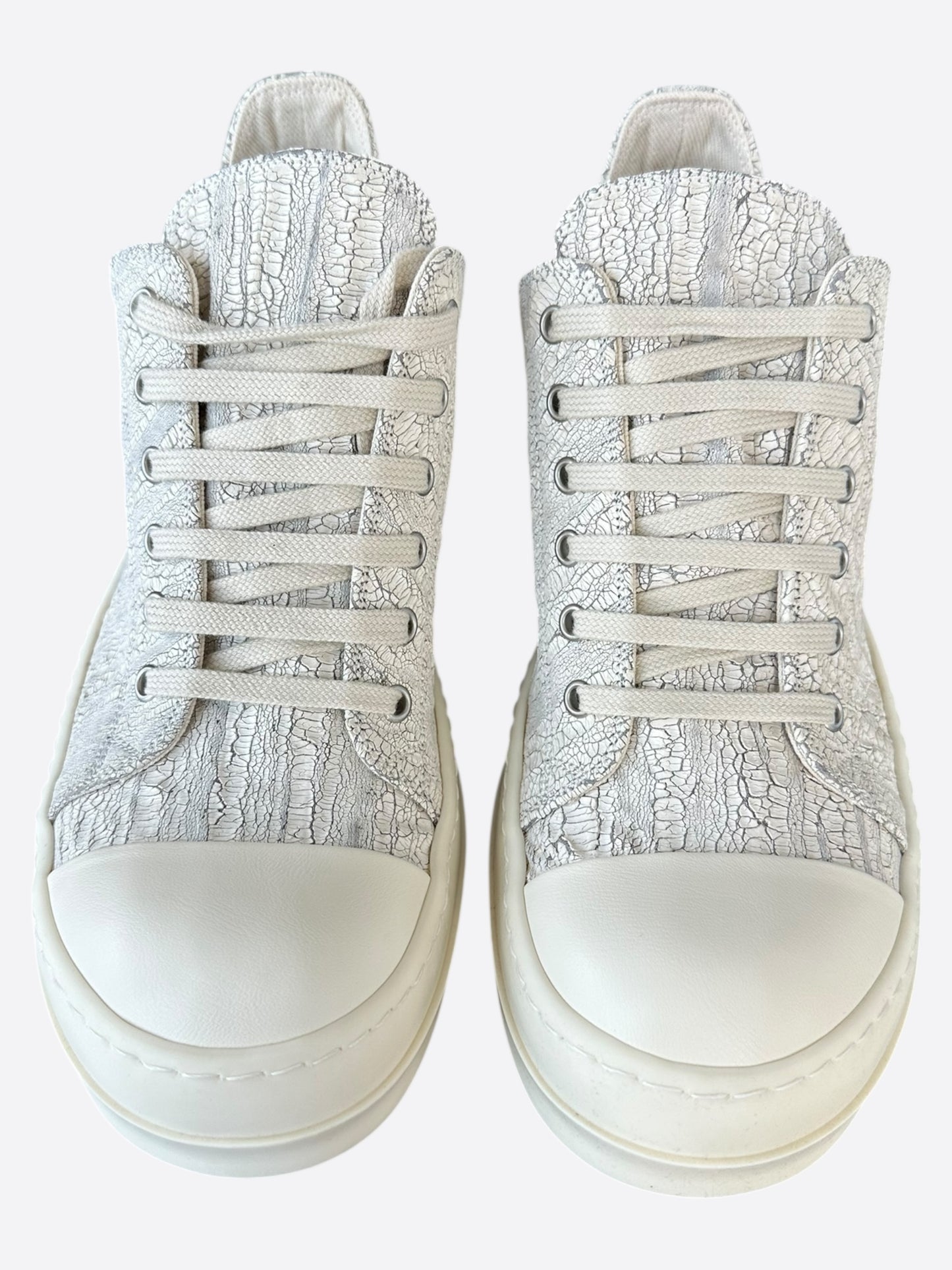 Rick Owens Cracked Milk Low Top Sneakers