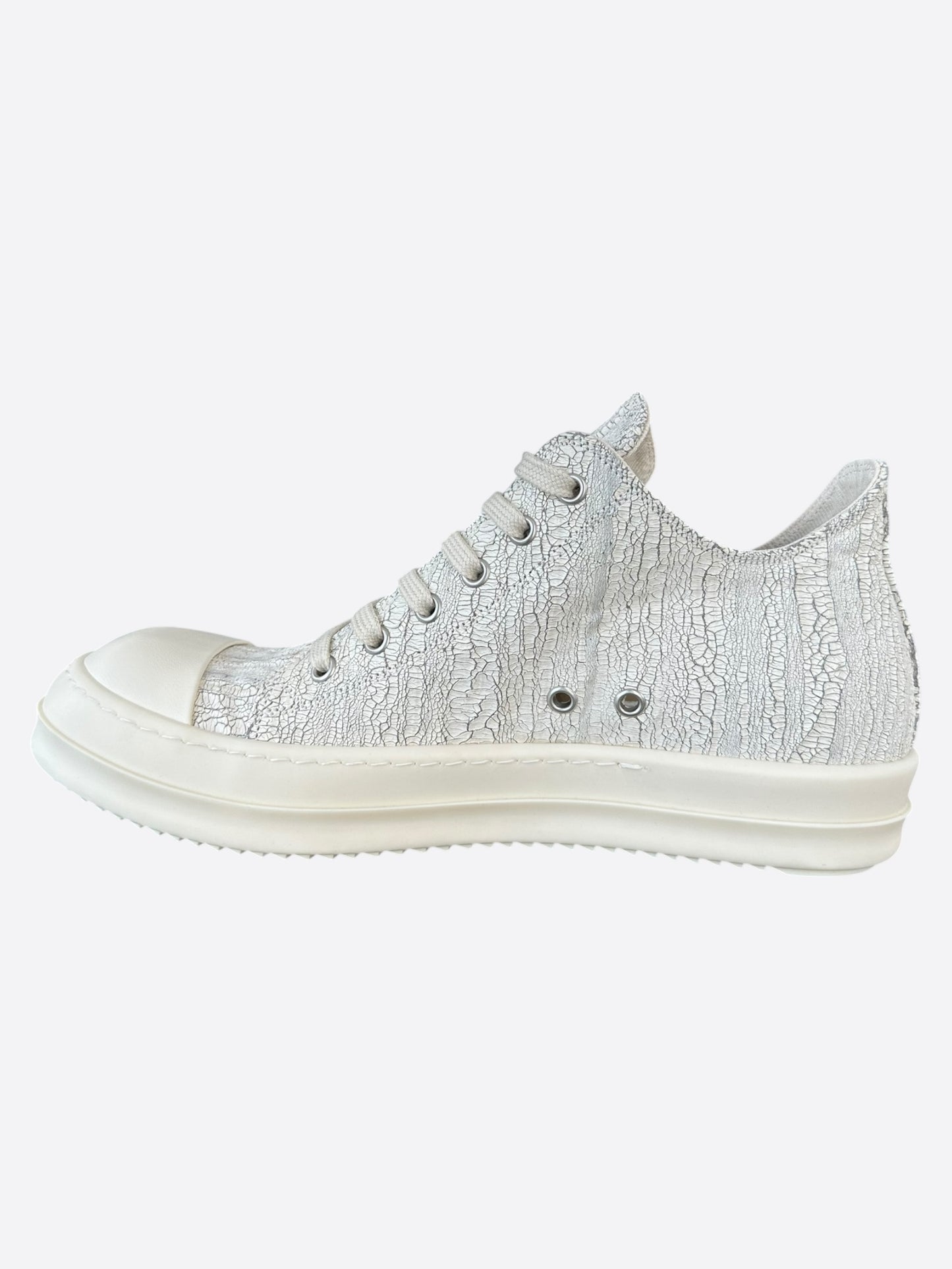 Rick Owens Cracked Milk Low Top Sneakers
