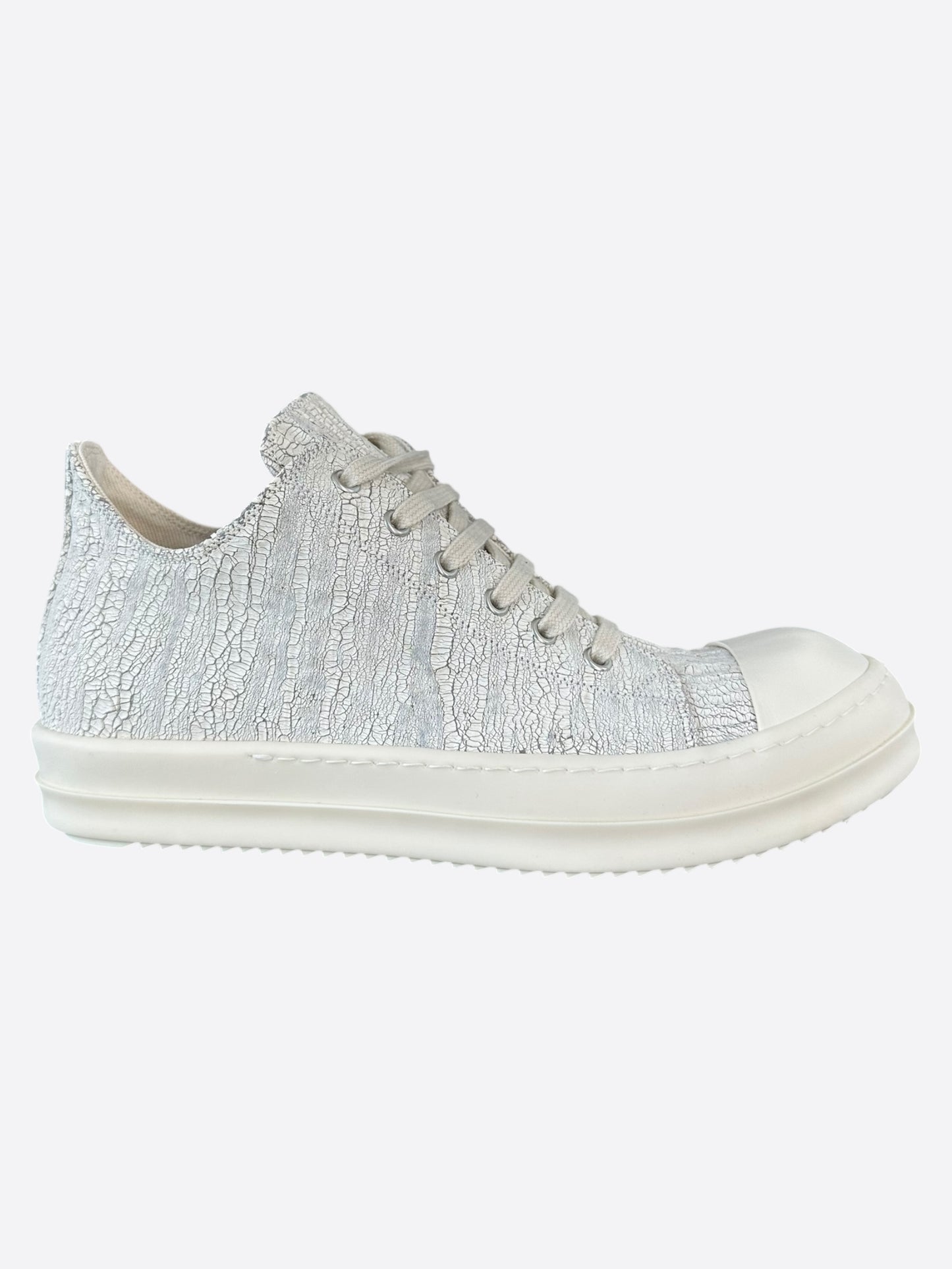 Rick Owens Cracked Milk Low Top Sneakers