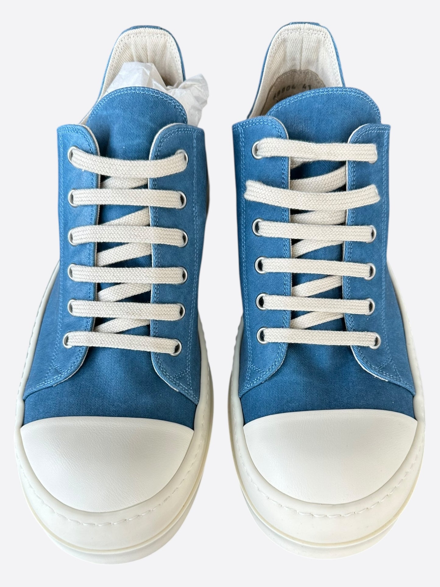 Rick Owens Blue Denim Low Top Sneakers