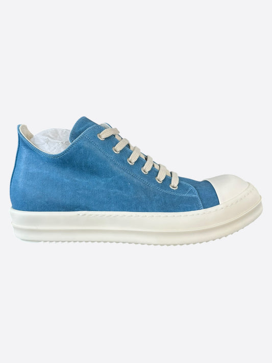Rick Owens Blue Denim Low Top Sneakers