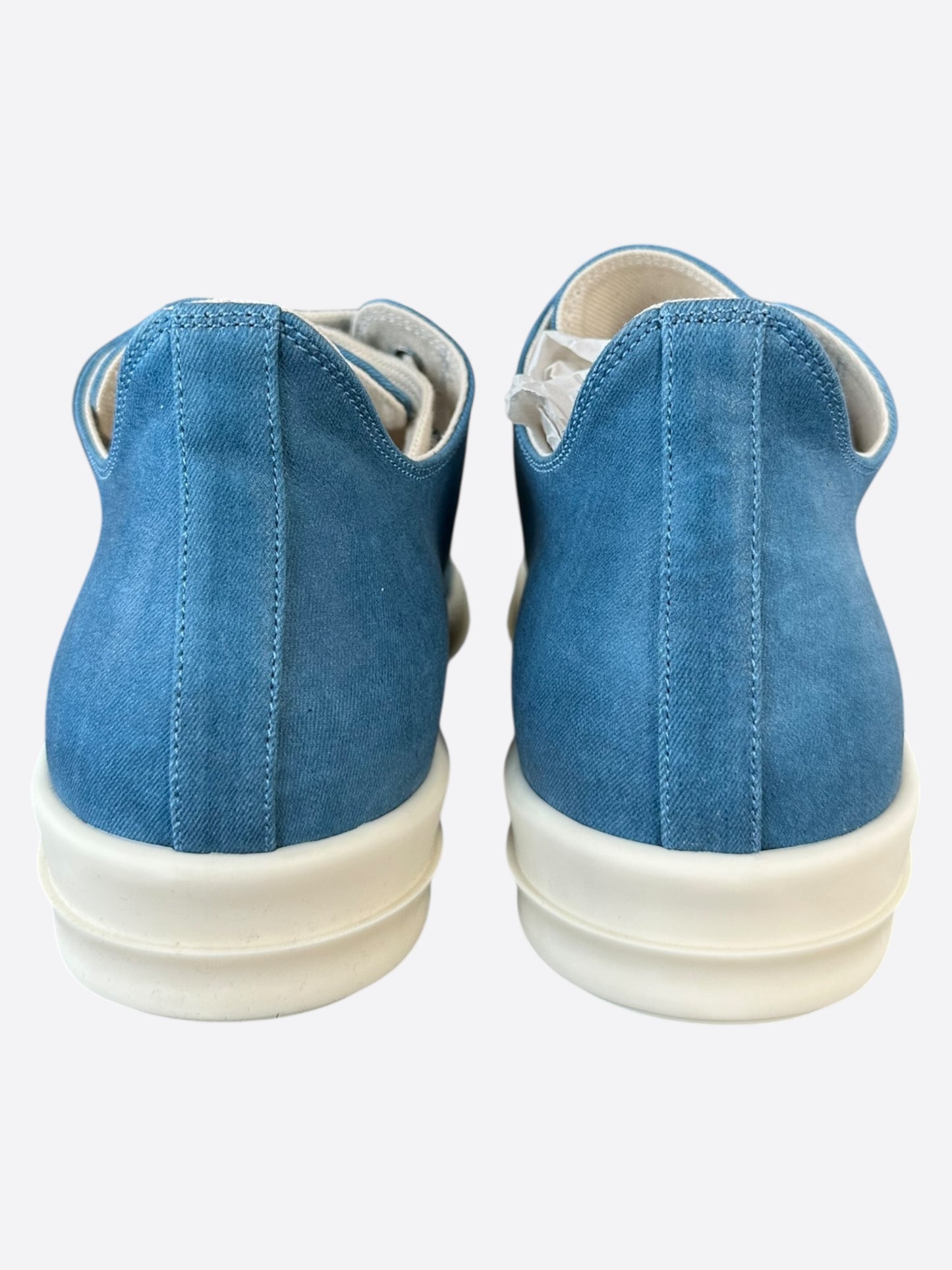 Rick Owens Blue Denim Low Top Sneakers