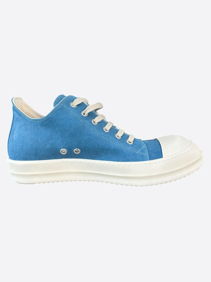 Rick Owens Blue Denim Low Top Sneakers