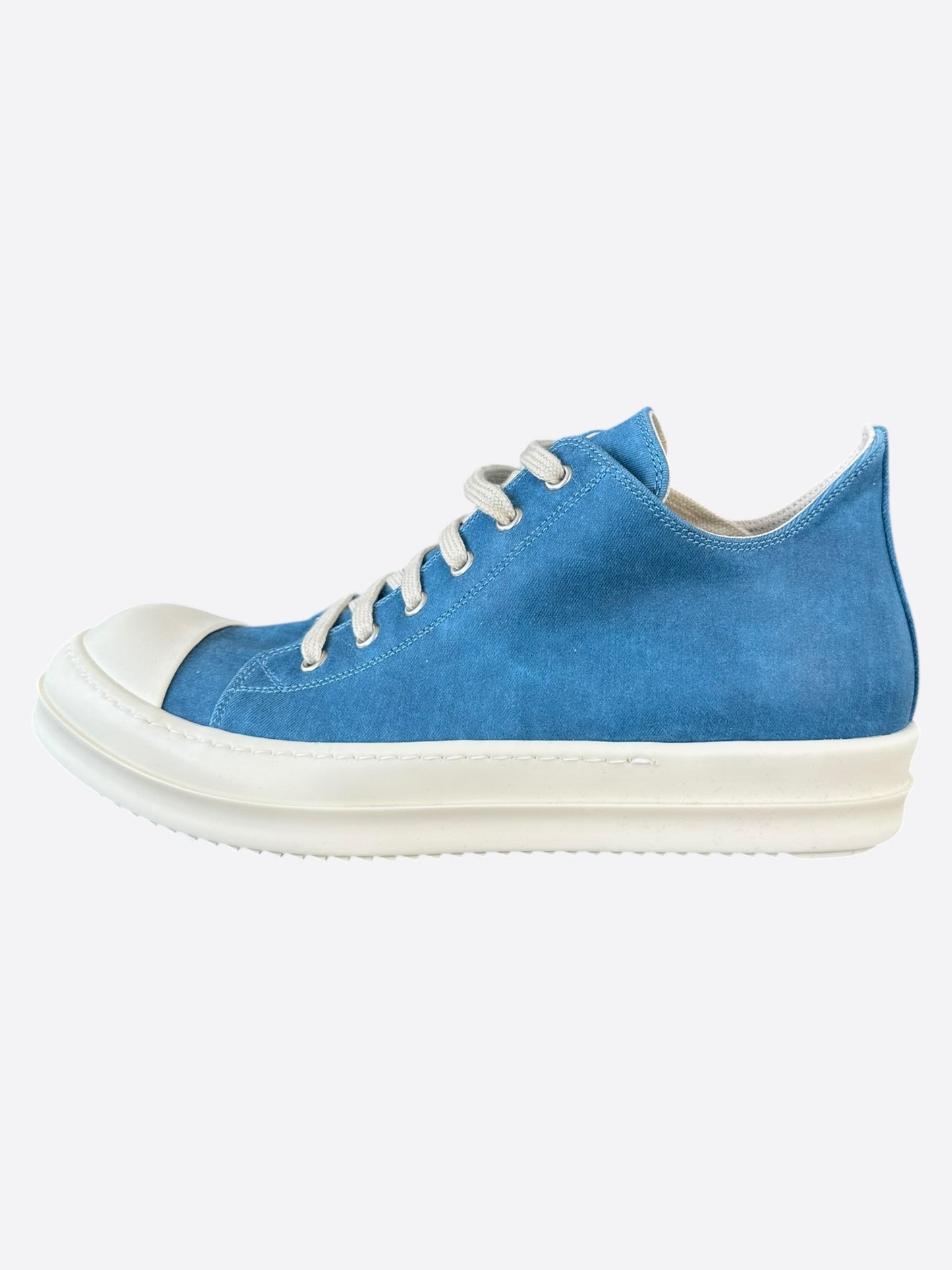 Rick Owens Blue Denim Low Top Sneakers