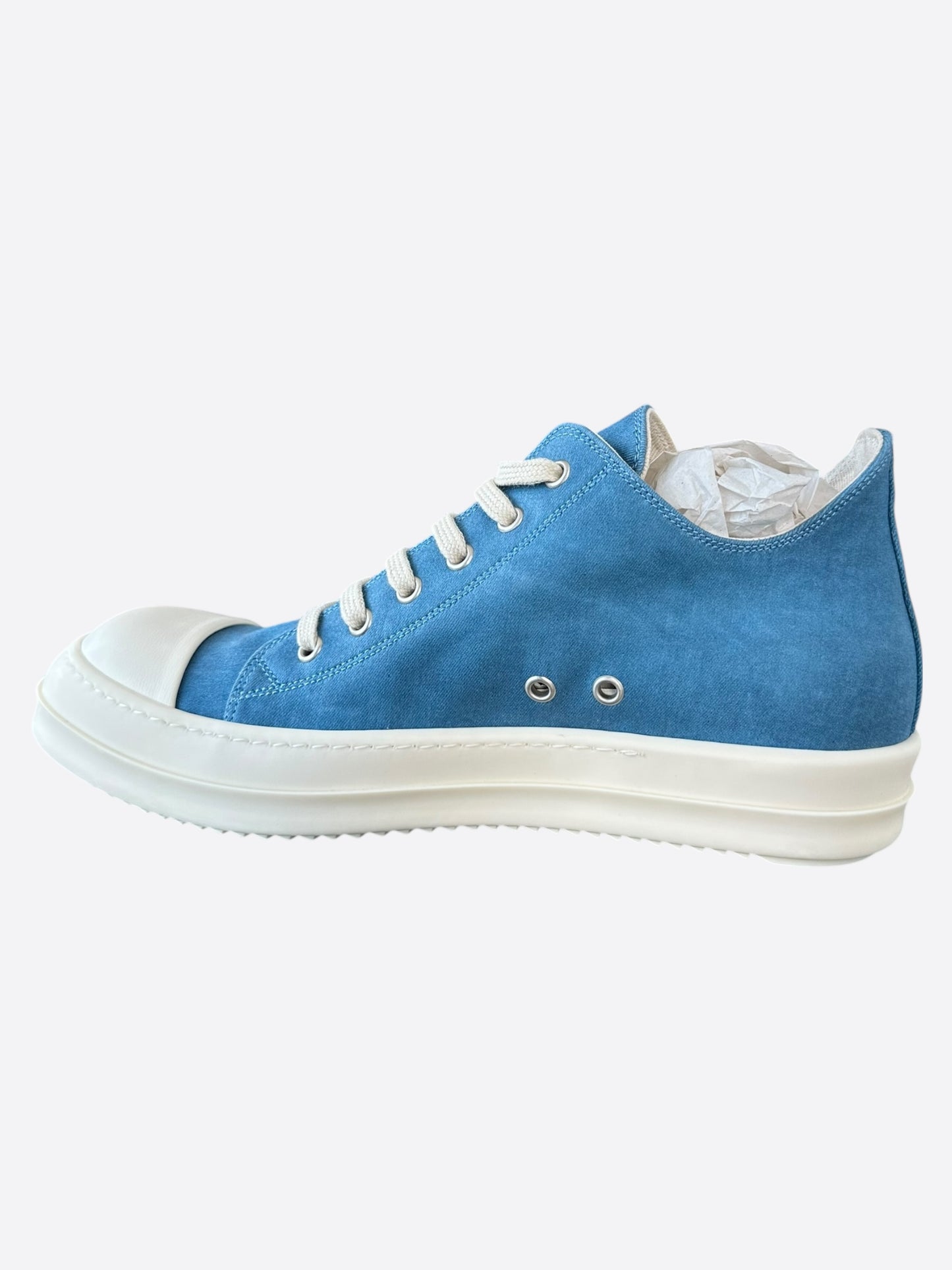 Rick Owens Blue Denim Low Top Sneakers